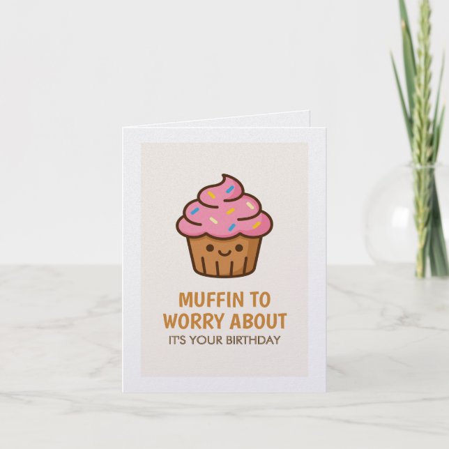 Cartão de aniversário engraçado com muffins – cart (Frente)