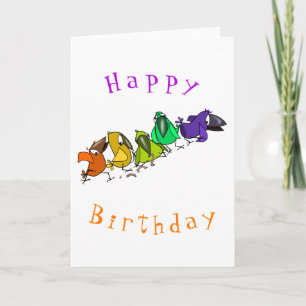 Cartão de Aniversário Engraçado com Pássaros Color