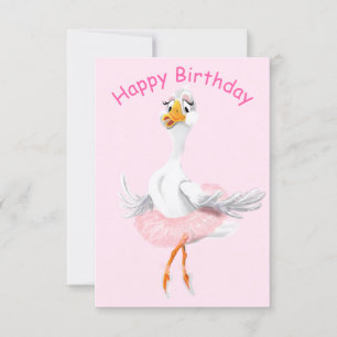 Cartão de Aniversário Engraçado com Pato Ballerina