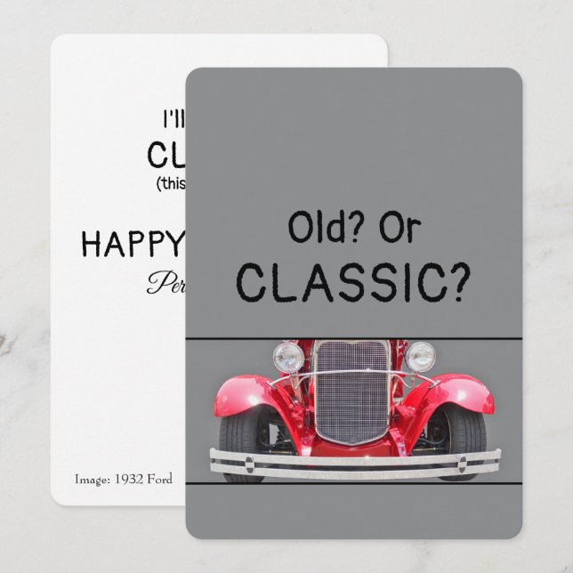 Cartão de aniversário engraçado de 1932 Ford Antig (Frente/Verso)