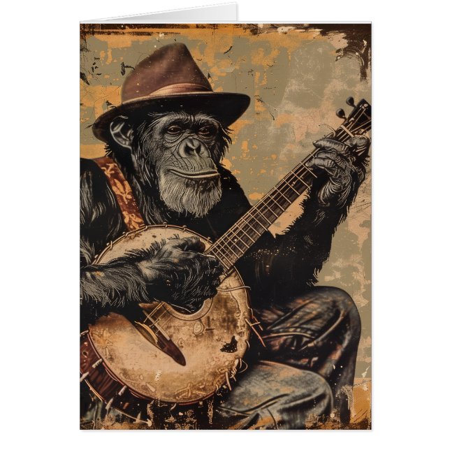 CARTÃO DE ANIVERSÁRIO ENGRAÇADO DE CHIMPANZÉ (Frente)