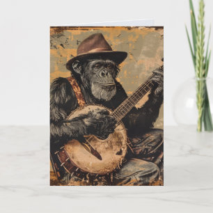 CARTÃO DE ANIVERSÁRIO ENGRAÇADO DE CHIMPANZÉ TOCAN