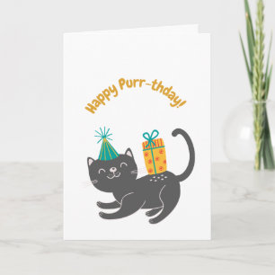 Cartão de Aniversário Engraçado de Gato