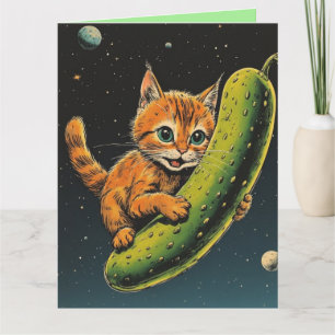 CARTÃO DE ANIVERSÁRIO ENGRAÇADO DE GATO NO ESPAÇO