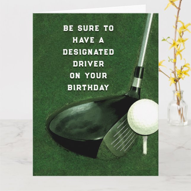 Cartão de aniversário engraçado de golfe (Flor Amarela)
