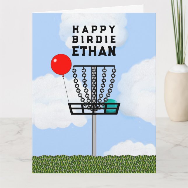 Cartão de aniversário engraçado de golfe de disco (Frente)