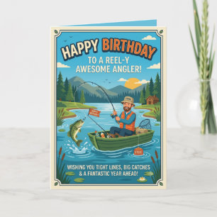 Cartão de aniversário engraçado de pesca para pesc