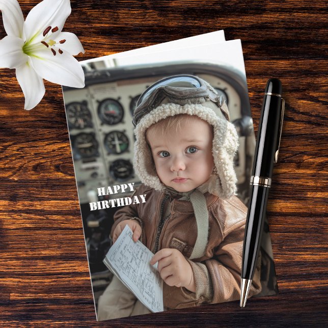 Cartão de Aniversário Engraçado de Piloto Bebê com (Criador carregado)