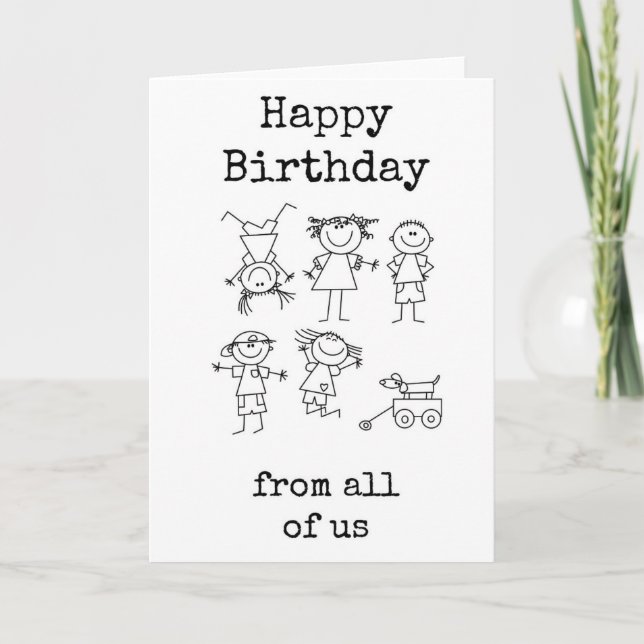 Cartão de Aniversário Engraçado, De Todos Nós (Frente)