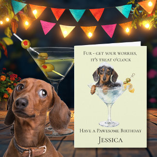 Cartão de aniversário engraçado do cão dachshund