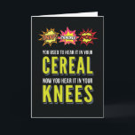 Cartão de aniversário engraçado do envelhecimento<br><div class="desc">As palavras, "pressão, Crackle, pop" no estilo cómico colorido borbulham e as explosões fazem o título para este cartão engraçado. Debaixo de é o subtítulo, "você usou-se para ouvi-lo em seu cereal, agora você ouve-o em seus joelhos!" Dentro de tem o subtítulo: Boa vinda ao clube. HA HA. Feliz aniversario!...</div>