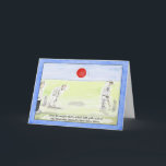 Cartão de aniversário engraçado do grilo<br><div class="desc">Neste cartão de aniversário engraçado dos desenhos animados para jogadores de cricket, o árbitro olha sobre e os olhares do batedor horrorizados como o jogador levantaram um grilo-ball do enorme-outsize no ar. À revelia, o subtítulo lê, "mesmo o árbitro teve que admitir que bastante um bocado da bola-alteração parecido ter...</div>