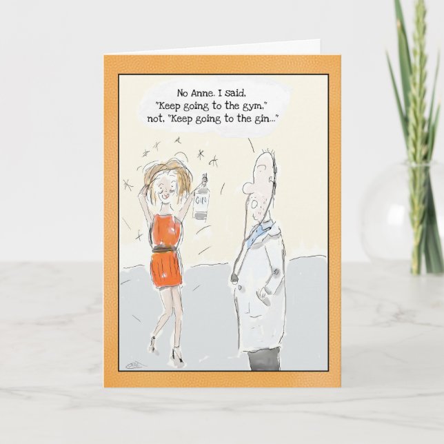 Cartão de aniversário engraçado: Gim ou Gym? (Frente)