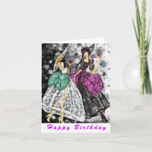 Cartão de Aniversário Engraçado Mulheres Vinho Beb