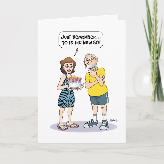 Cartão de Aniversário Engraçado para 70 (Frente)