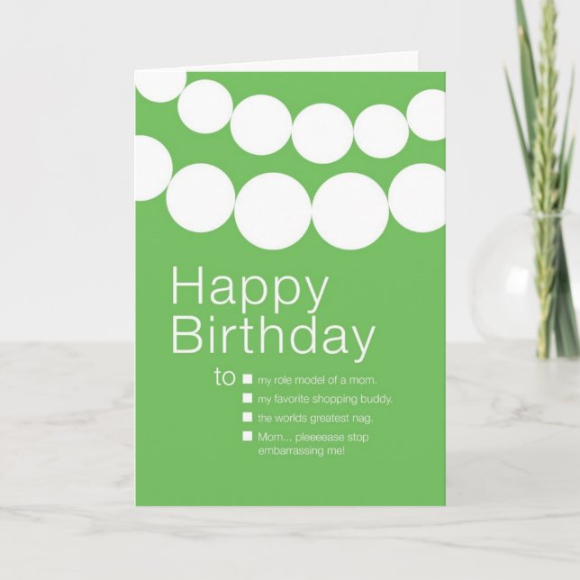 Cartão de Aniversário Engraçado para a mãe (Frente)