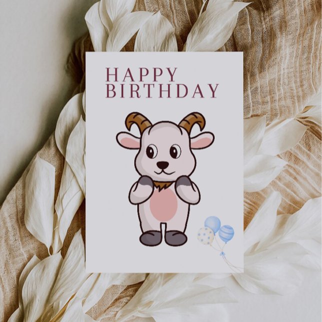 Cartão de Aniversário Engraçado para Cabra (Goat, Funny Birthday Card)