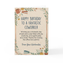 Cartão de Aniversário Engraçado para Colega de Tra