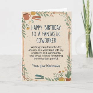 Cartão de Aniversário Engraçado para Colega de Tra