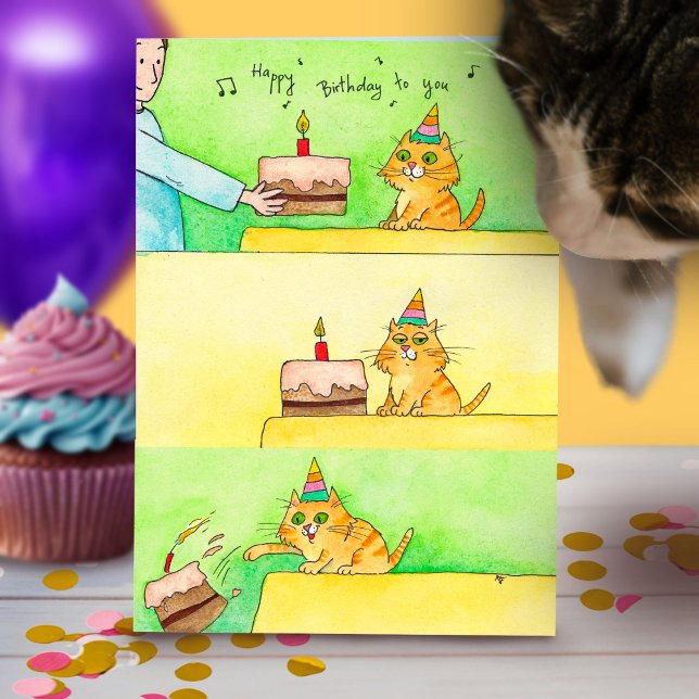 Cartão de aniversário engraçado para gato (Criador carregado)