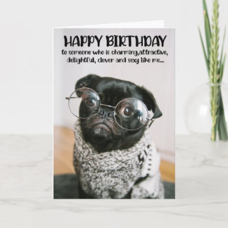 Cartão de Aniversário Engraçado Pug