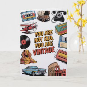 Cartão de Aniversário Engraçado Retrô Vintage com 