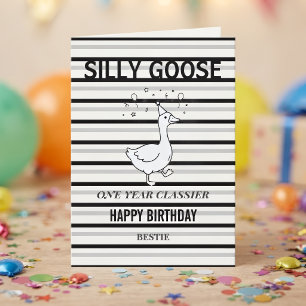 Cartão de Aniversário Engraçado Silly Goose Um Ano