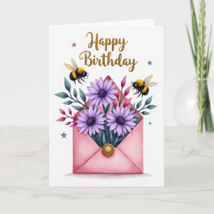 Cartão de Aniversário Envelope Rosa