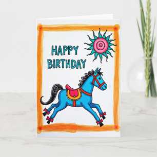 Cartão de Aniversário Equino Cerúleo