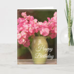 Cartão de Aniversário - Ervilhas Doce<br><div class="desc">Cartão de aniversário mostrado com um impressão de foto de flores de ervilha rosa adorável. 
Personalize este cartão ou comprar como está. 
O cartão tem um dentro de mensagem especial.</div>