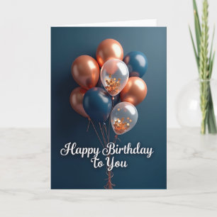 Cartão de Aniversário Esfera Azul-Elegante