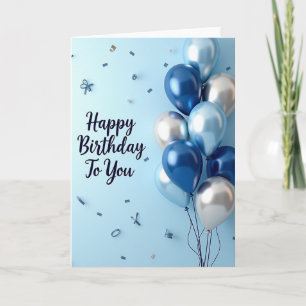 Cartão de Aniversário Esferas Azuis Elegantes
