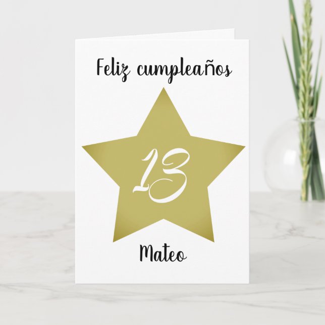 Cartão de Aniversário Espanhol Feliz 13 Cumpleaños (Frente)