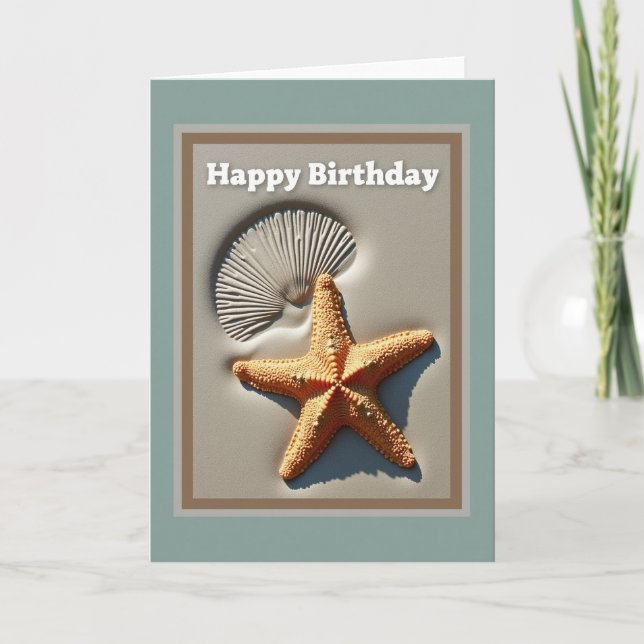 Cartão de Aniversário Estrela à Beira-Mar (Frente)