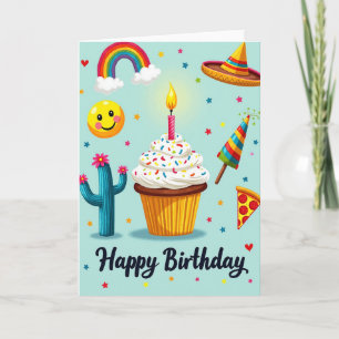 Cartão de Aniversário Estrela Arco-íris