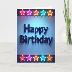 Cartão de Aniversário Estrela Azul