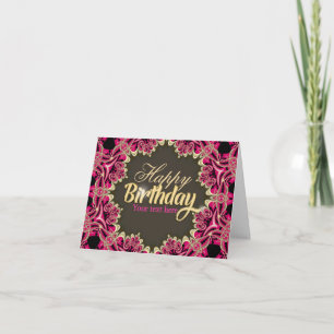 Cartão de aniversário estrela de renda fractal ros