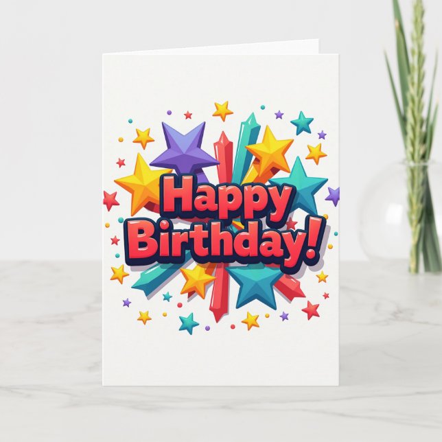 Cartão de Aniversário Estrela Explosão Doce (Frente)