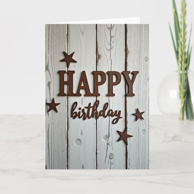Cartão de Aniversário Estrela Rústica (Frente)
