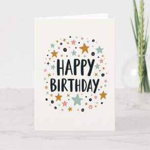 Cartão de Aniversário Estrelado Pastel