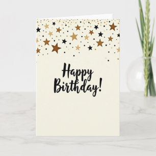 Cartão de Aniversário Estrelas Douradas Elegantes