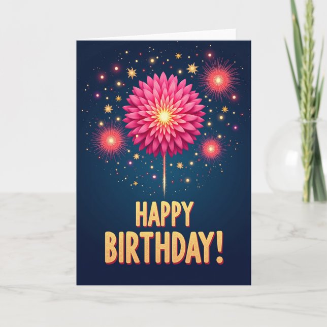 Cartão de Aniversário Explosão Dourada (Frente)