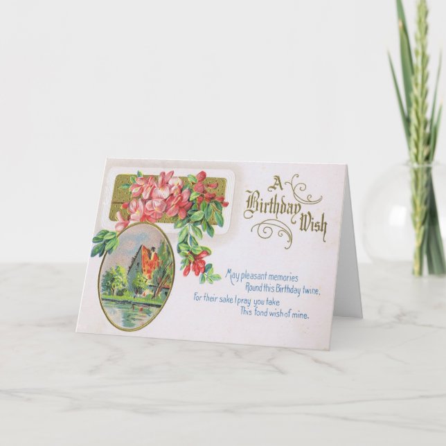 Cartão de aniversário extravagante com rosas (Frente)