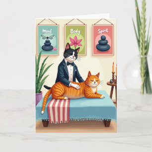 Cartão de Aniversário Felino Relaxante