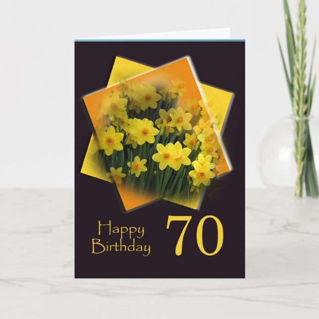 Cartão de Aniversário Feliz 70 - Daffodils Amarelo (Frente)