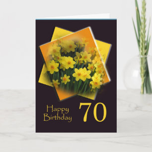 Cartão de Aniversário Feliz 70 - Daffodils Amarelo