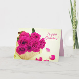 Cartão de Aniversário "Feliz Aniversário" com Rosa