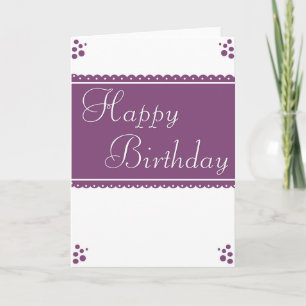 Cartão de Aniversário Feliz Branco/Roxo Design 1