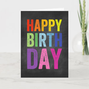 Cartão de Aniversário Feliz com Arco-íris e Quadro