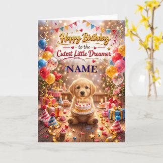 Cartão de aniversário feliz com cachorrinho fofo p
